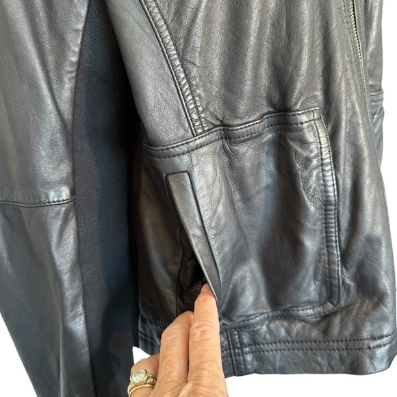 Caslon extra large black leather bomber jacket - Picture 4 of 12